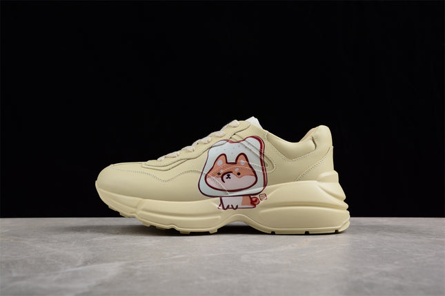 Gucci Rhyton Cream Sneaker with Cartoon Dog Print