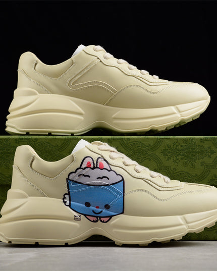 Gucci Rhyton Cream Sneaker with Cartoon Dog Print