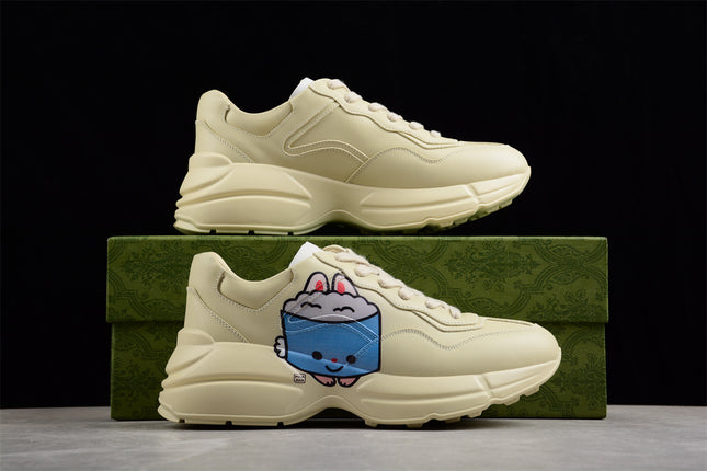 Gucci Rhyton Cream Sneaker with Cartoon Dog Print