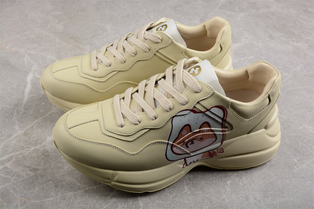 Gucci Rhyton Cream Sneaker with Cartoon Dog Print