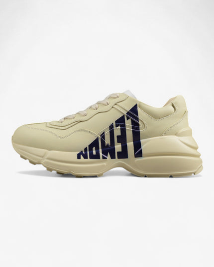 Gucci Rhyton Cream Sneaker with Navy "LOVED" Print