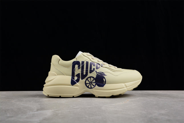 Gucci Rhyton Cream Sneaker with Navy "LOVED" Print