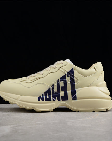 Gucci Rhyton Cream Sneaker with Navy "LOVED" Print