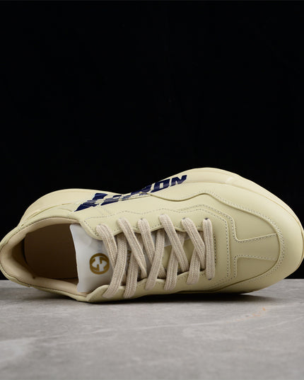 Gucci Rhyton Cream Sneaker with Navy "LOVED" Print