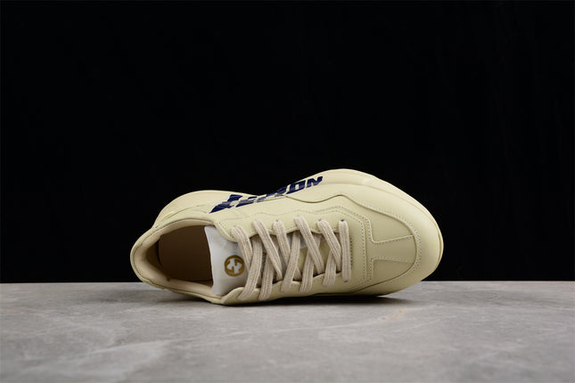 Gucci Rhyton Cream Sneaker with Navy "LOVED" Print