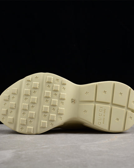 Gucci Rhyton Cream Sneaker with Navy "LOVED" Print