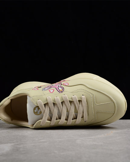 Gucci Rhyton Cream Sneaker with Pink Bunny and Heart Print