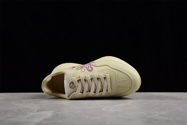 Gucci Rhyton Cream Sneaker with Pink Bunny and Heart Print