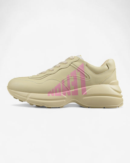 Gucci Rhyton Cream Sneaker with Pink "LOVED" Print