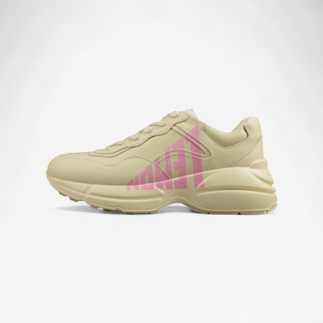 Gucci Rhyton Cream Sneaker with Pink "LOVED" Print