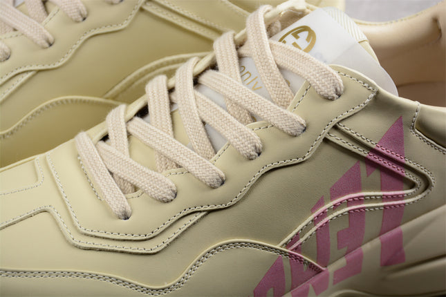 Gucci Rhyton Cream Sneaker with Pink "LOVED" Print