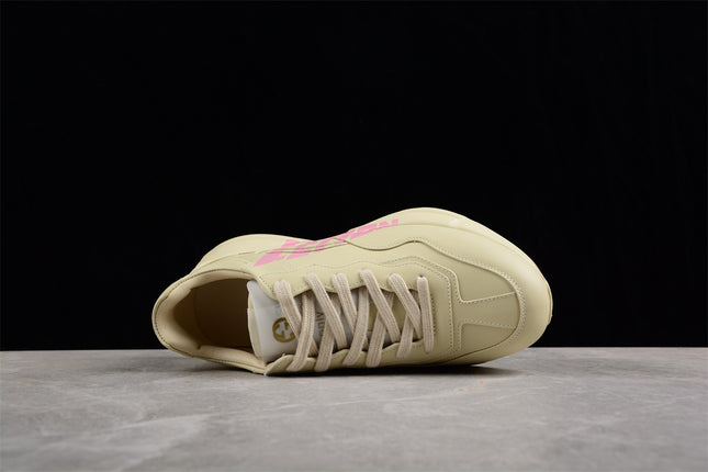 Gucci Rhyton Cream Sneaker with Pink "LOVED" Print