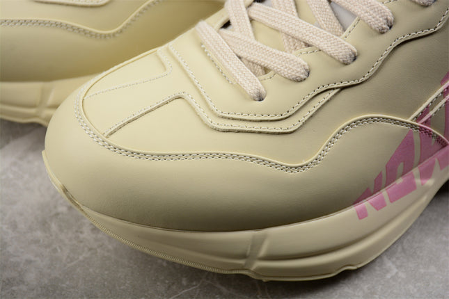 Gucci Rhyton Cream Sneaker with Pink "LOVED" Print