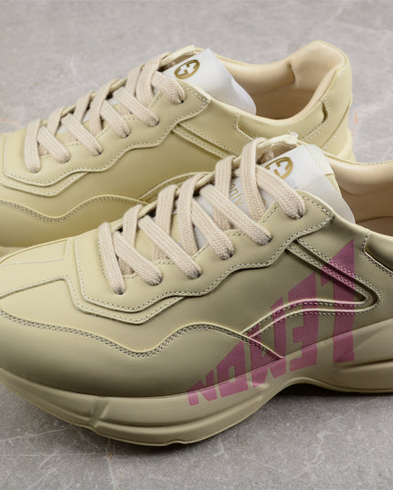 Gucci Rhyton Cream Sneaker with Pink "LOVED" Print
