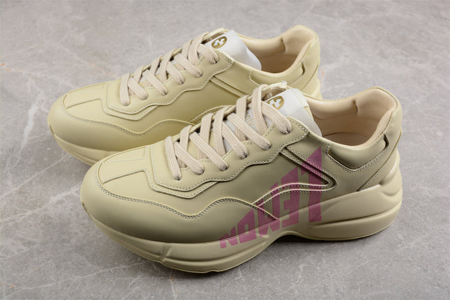 Gucci Rhyton Cream Sneaker with Pink "LOVED" Print