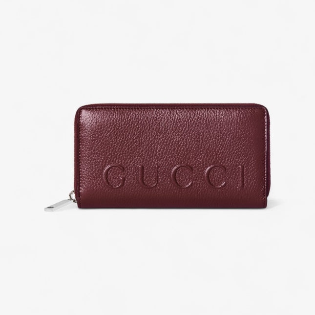 Gucci Rosso Ancora Embossed Leather Zip Around Wallet