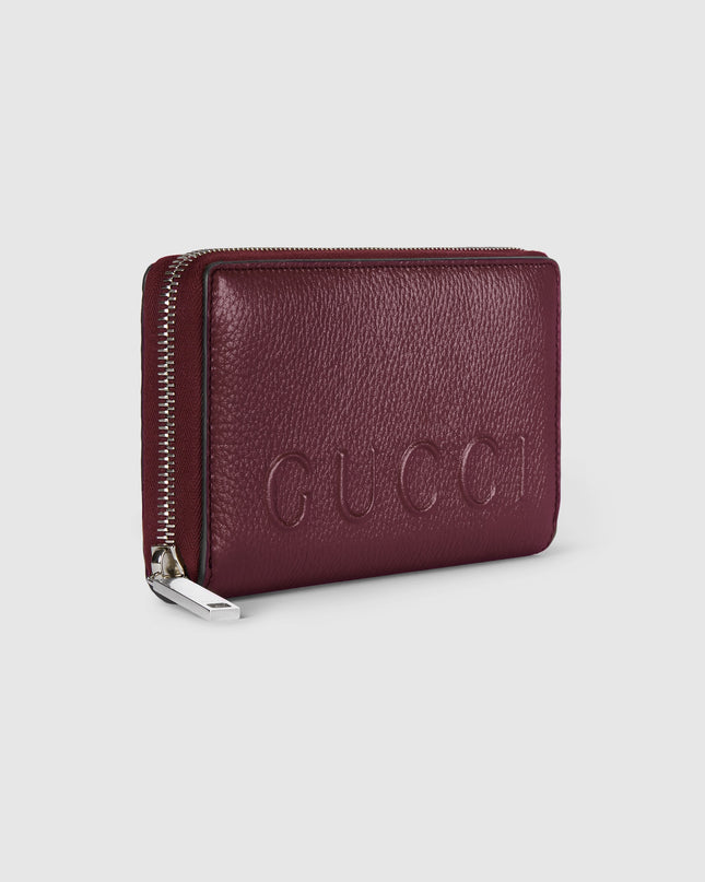 Gucci Rosso Ancora Embossed Leather Zip Around Wallet