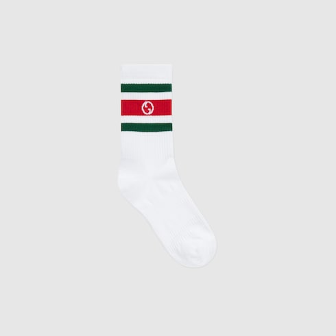Gucci Round Interlocking G Cotton Socks – White