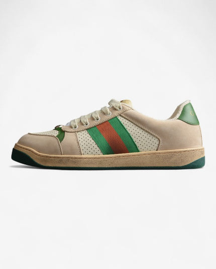 Gucci Screener Perforated Leather Sneaker – Green Web