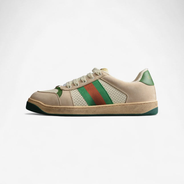 Gucci Screener Perforated Leather Sneaker – Green Web