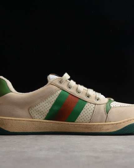 Gucci Screener Perforated Leather Sneaker – Green Web