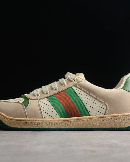 Gucci Screener Perforated Leather Sneaker – Green Web