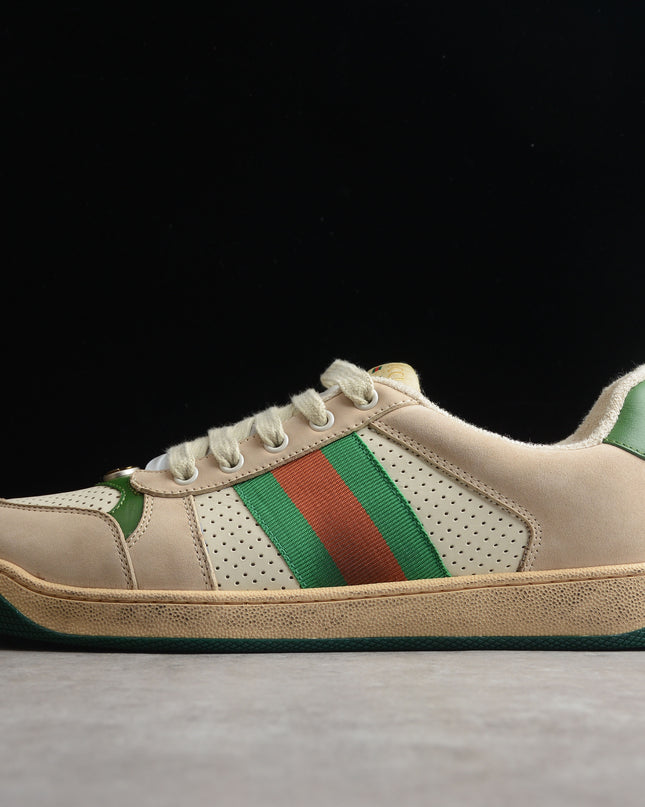 Gucci Screener Perforated Leather Sneaker – Green Web