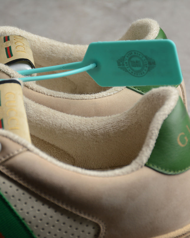 Gucci Screener Perforated Leather Sneaker – Green Web
