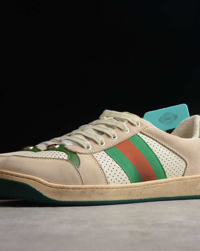 Gucci Screener Perforated Leather Sneaker – Green Web