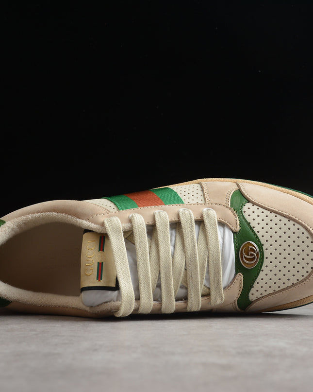 Gucci Screener Perforated Leather Sneaker – Green Web