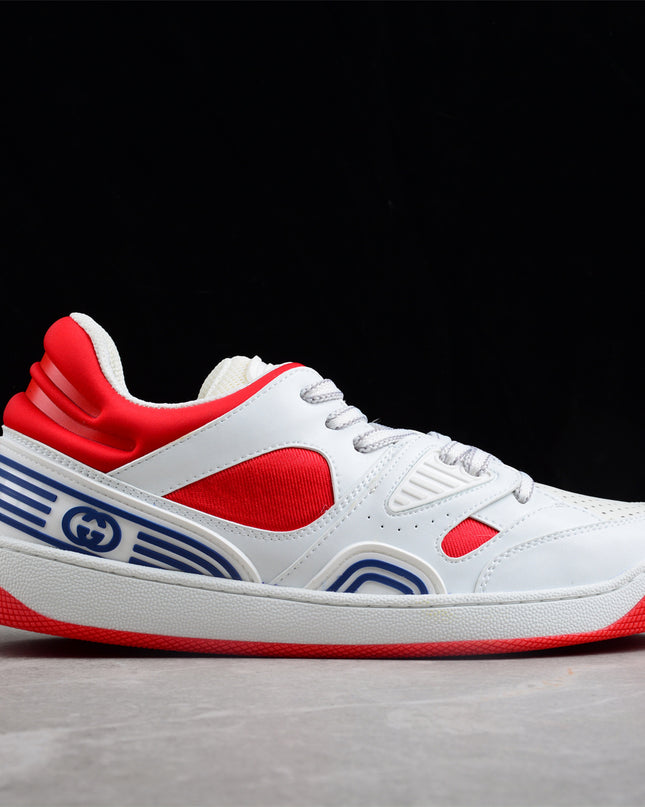 Gucci Screener White-Red Sneaker with Blue Accents