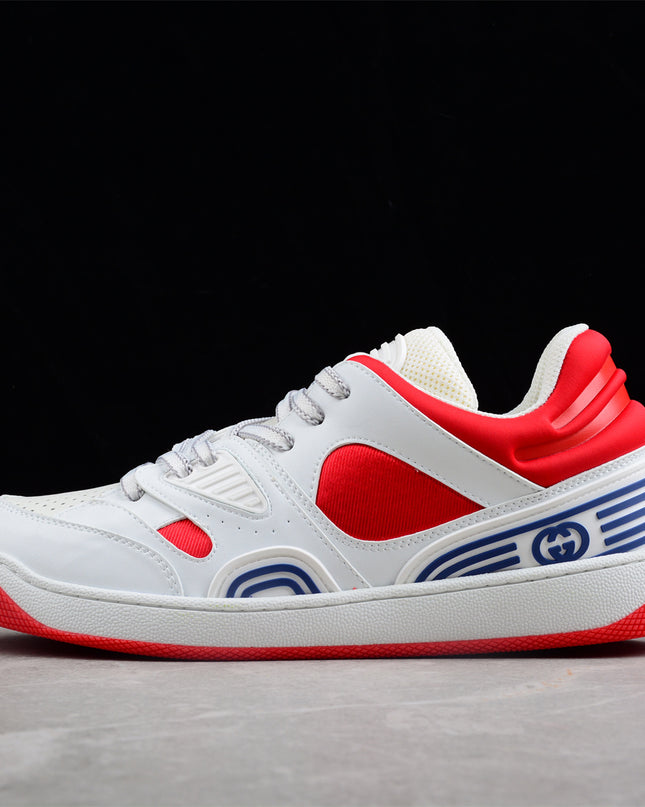 Gucci Screener White-Red Sneaker with Blue Accents