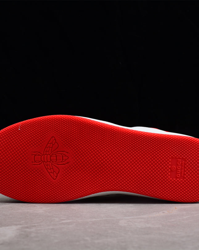Gucci Screener White-Red Sneaker with Blue Accents