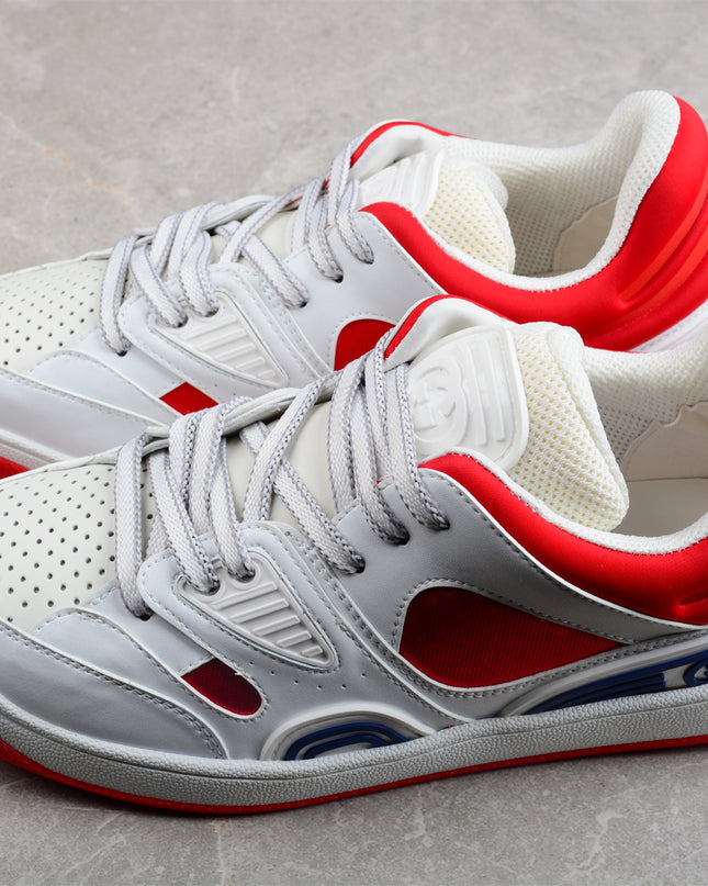 Gucci Screener White-Red Sneaker with Blue Accents