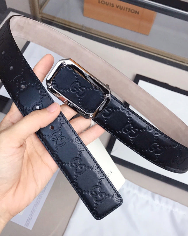 Gucci Signature Leather Belt 403941 – Rectangular Buckle in Black