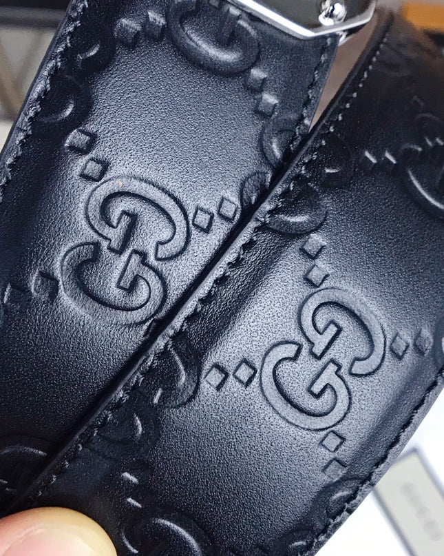 Gucci Signature Leather Belt 403941 – Rectangular Buckle in Black