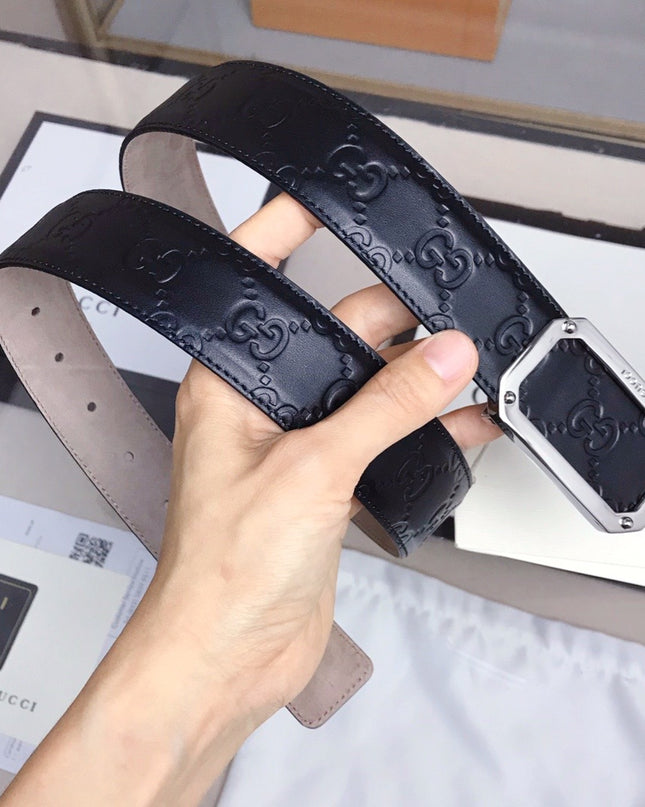 Gucci Signature Leather Belt 403941 – Rectangular Buckle in Black