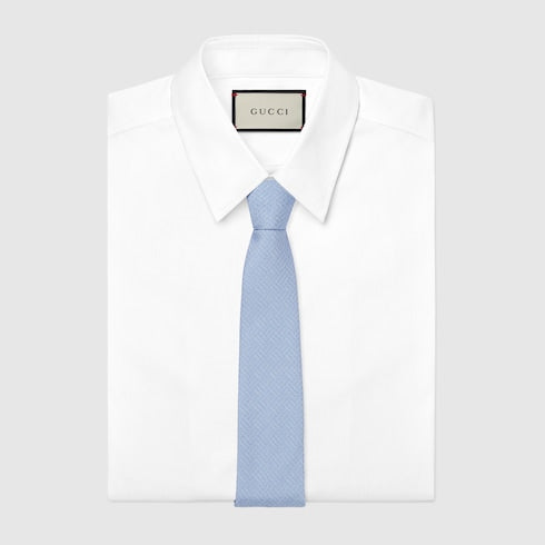 Gucci Silk Jacquard Tie – Light Blue