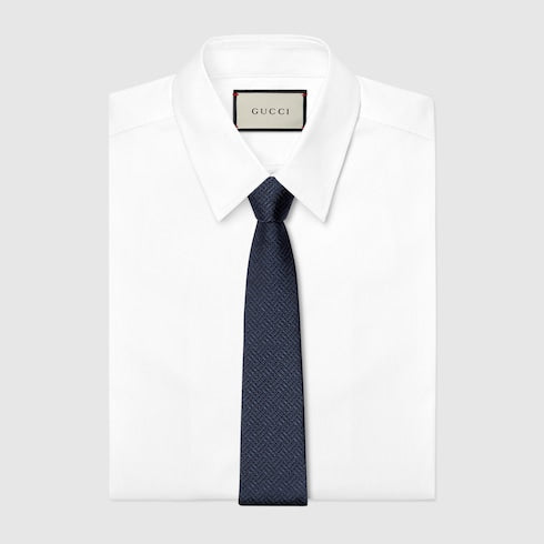 Gucci Silk Jacquard Tie – Navy