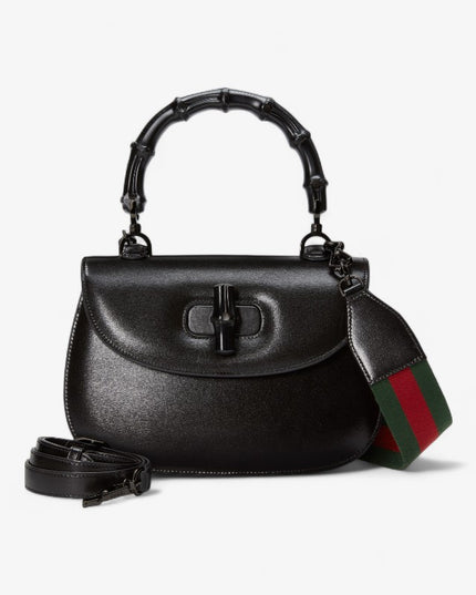Gucci Small Top Handle Black Bag With Bamboo 675797
