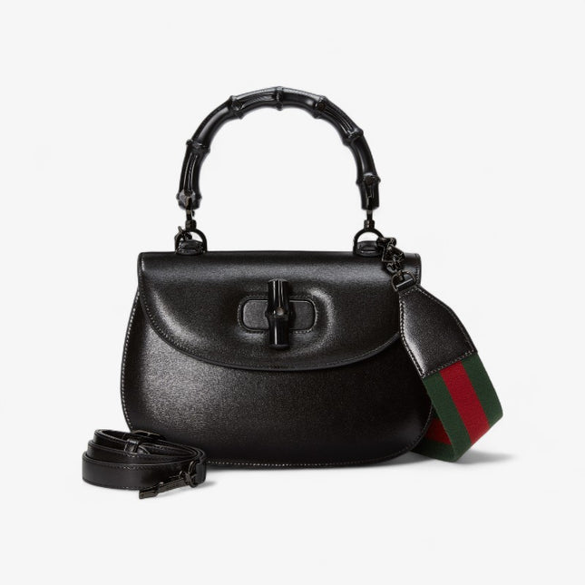 Gucci Small Top Handle Black Bag With Bamboo 675797