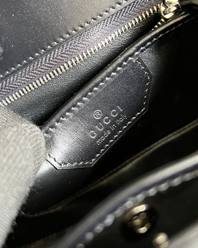 Gucci Small Top Handle Black Bag With Bamboo 675797