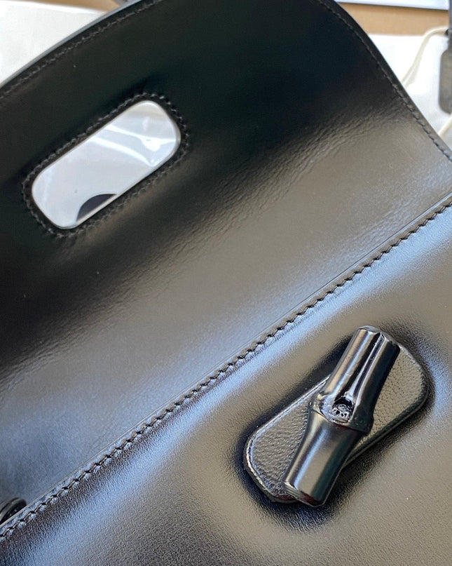 Gucci Small Top Handle Black Bag With Bamboo 675797