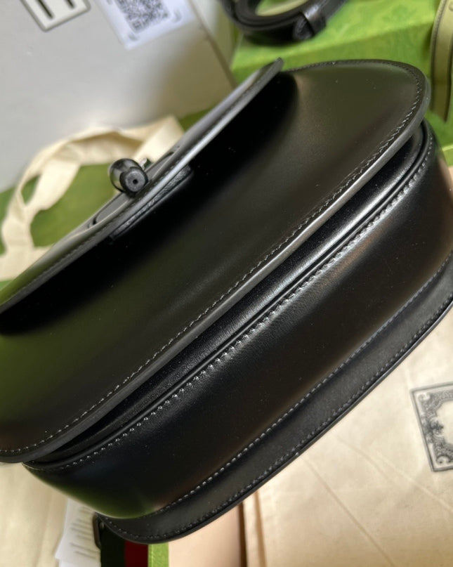 Gucci Small Top Handle Black Bag With Bamboo 675797