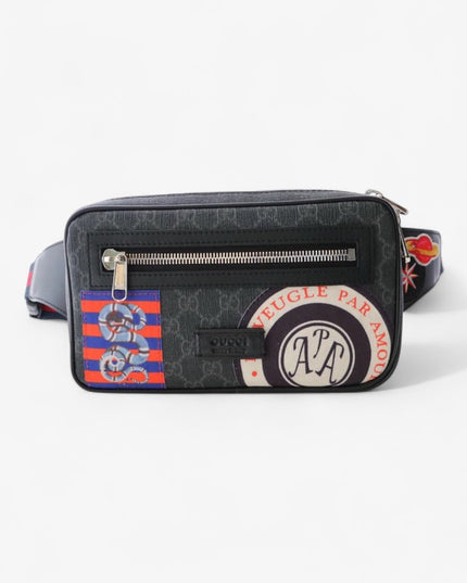Gucci Soft GG Supreme Belt Bag with Vintage-Inspired Patches