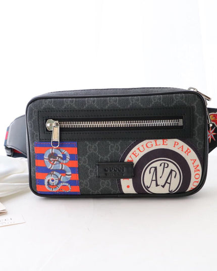Gucci Soft GG Supreme Belt Bag with Vintage-Inspired Patches