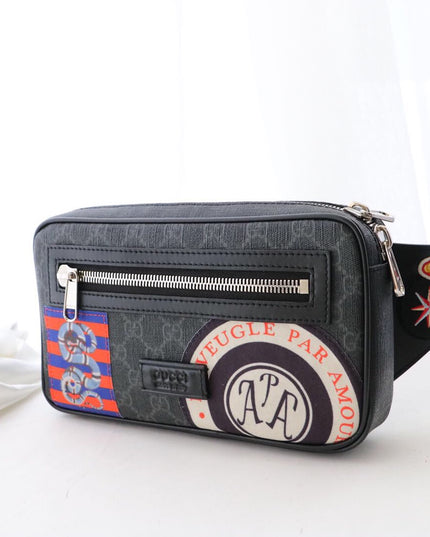 Gucci Soft GG Supreme Belt Bag with Vintage-Inspired Patches