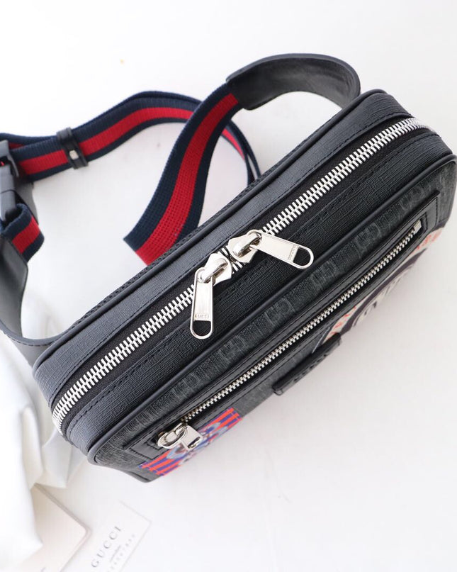 Gucci Soft GG Supreme Belt Bag with Vintage-Inspired Patches