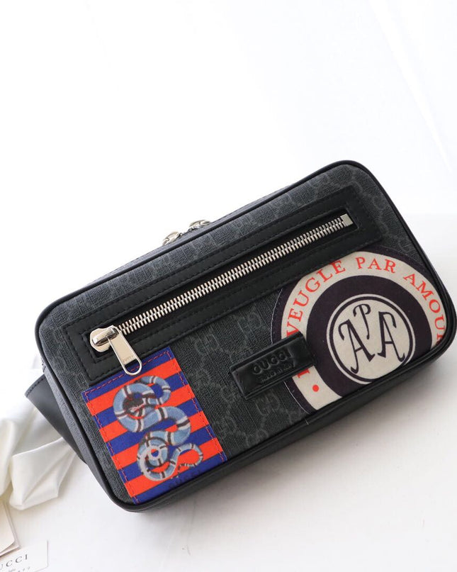 Gucci Soft GG Supreme Belt Bag with Vintage-Inspired Patches