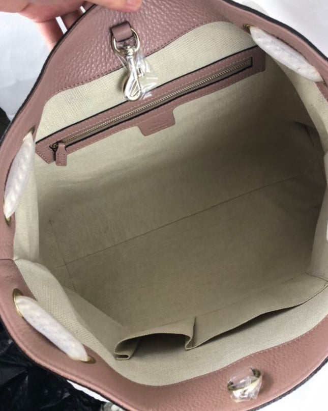Gucci Soho Chain Tote Bag – Nude Pink Pebbled Leather with GG Logo